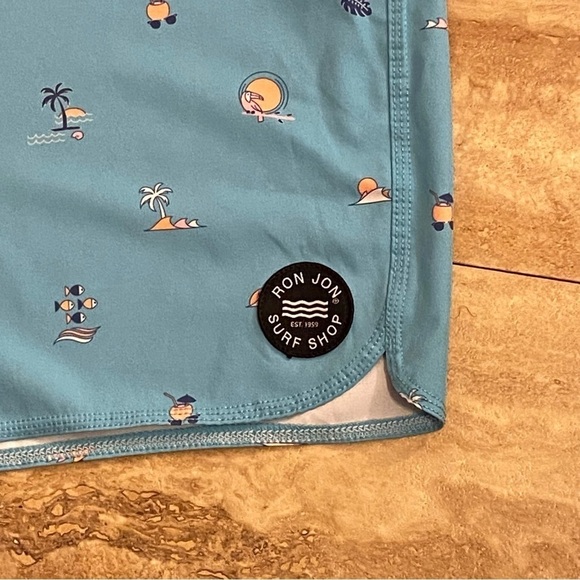 RON JON Surf Shop Men’s Waist 36” Swim Trunks Board Shorts Blue Logo - Picture 6 of 8